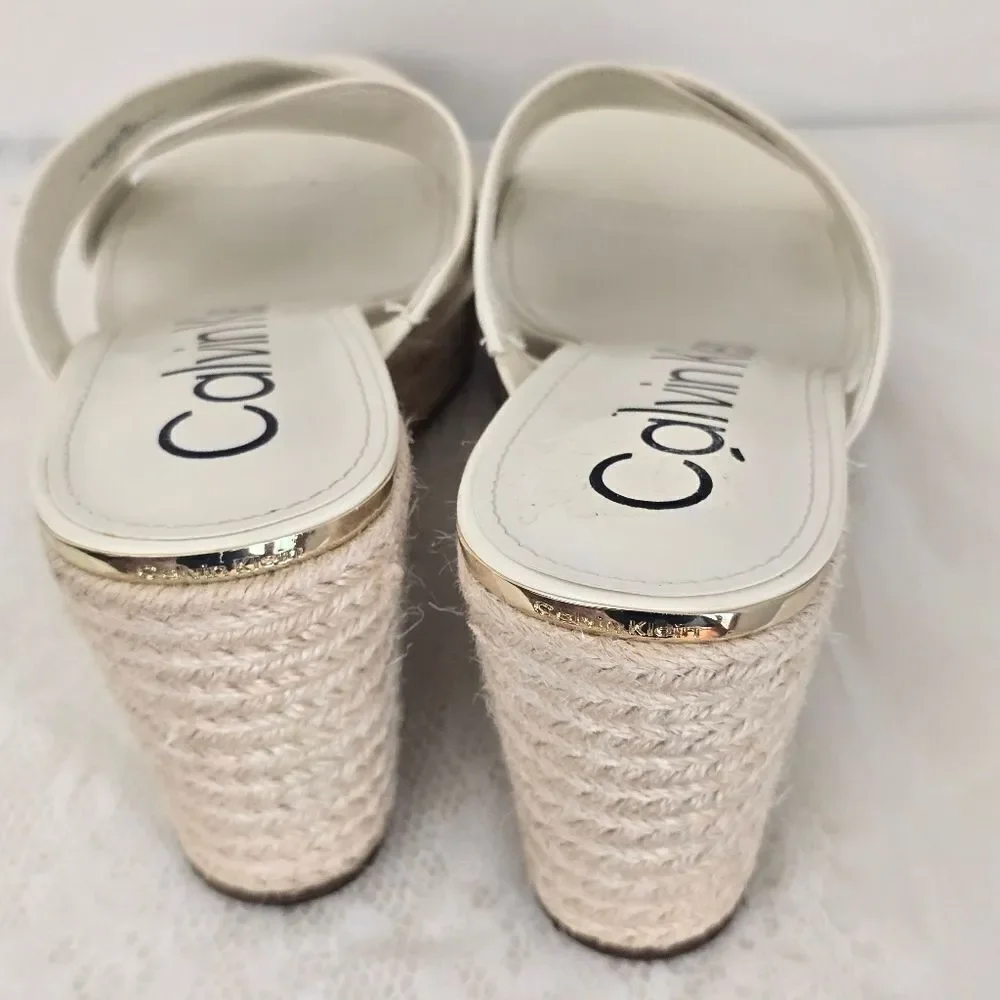Calvin Klein Cream Wedge espadrilles Slip-On Shoes